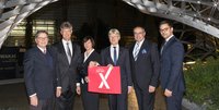 Von links: Maximilian Ardelt, ehemaliger Unirat der TU Graz, TU Graz-Rektor Harald Kainz sowie Vizerektorin Claudia von der Linden, Alumni Chapter Bayern-Leiter Werner Adelberger, TU München-Kanzler Albert Be