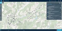 Eine Landkarte, auf der verschiedene Elemente der Wasserversorgung zu sehen sind.