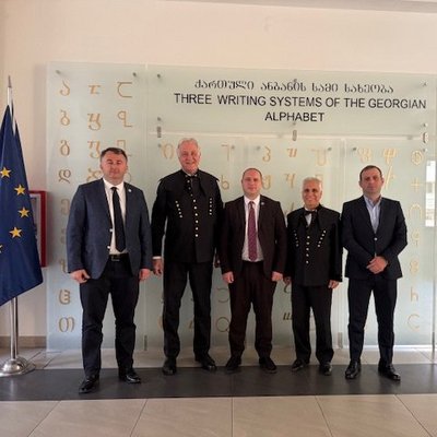 Rector Peter Moser (2. Person from the left) and Prof. Riyz Kharrat (2. Person from the right) during the visit in Georgia. Phot: © private