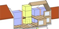 Computergrafik eines Haus-Dachgeschoßes, das mit Modulen aufgestockt worden ist.